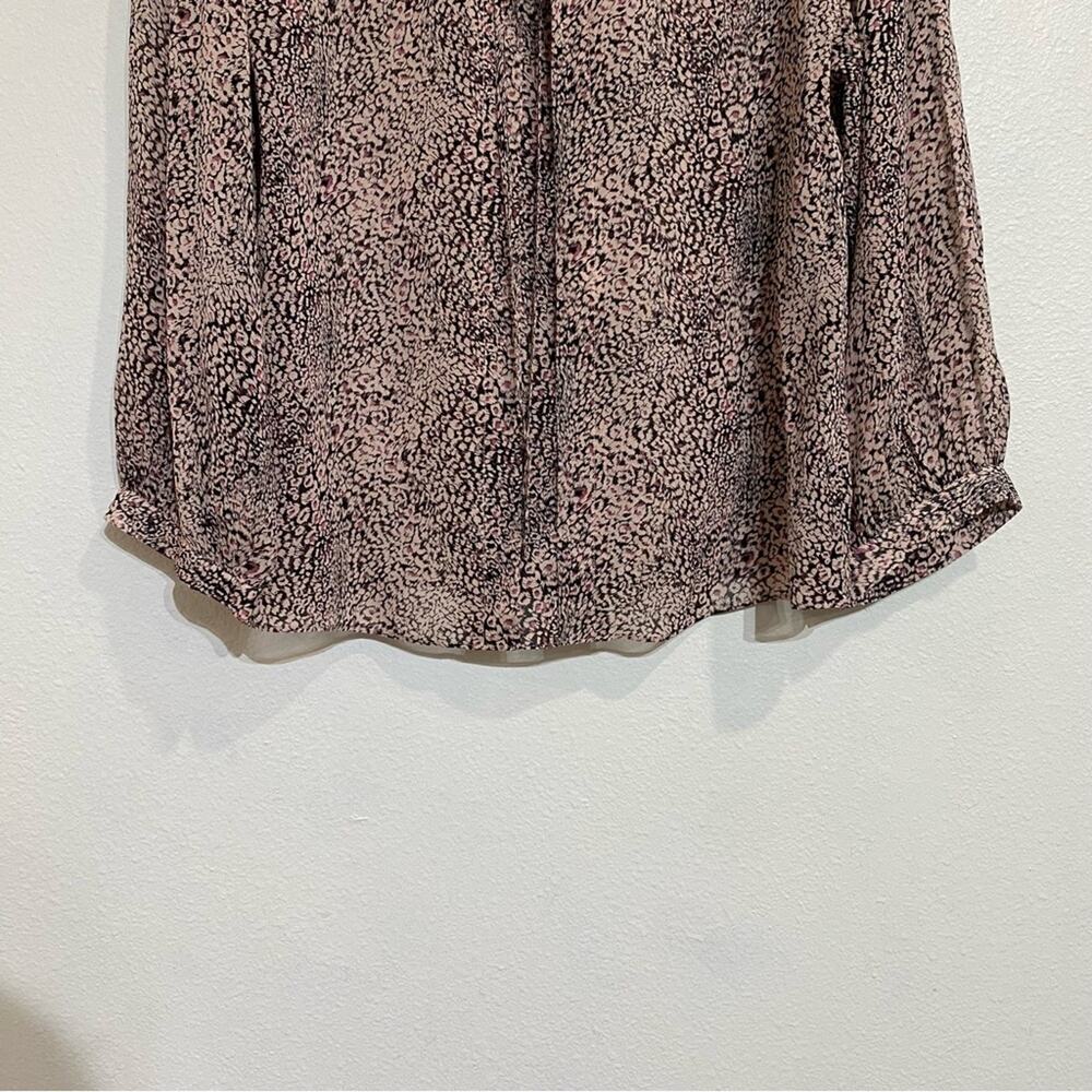 Joie Pink Sheer Leopard Print Silk Long Sleeve Blouse Sz S - Picture 4 of 10